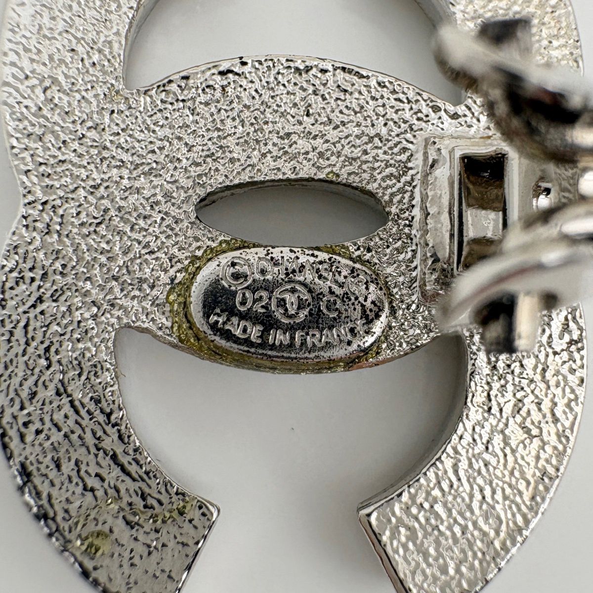Chanel Earrings CC Logo Silver Plated Rhinestone Blue — view 4