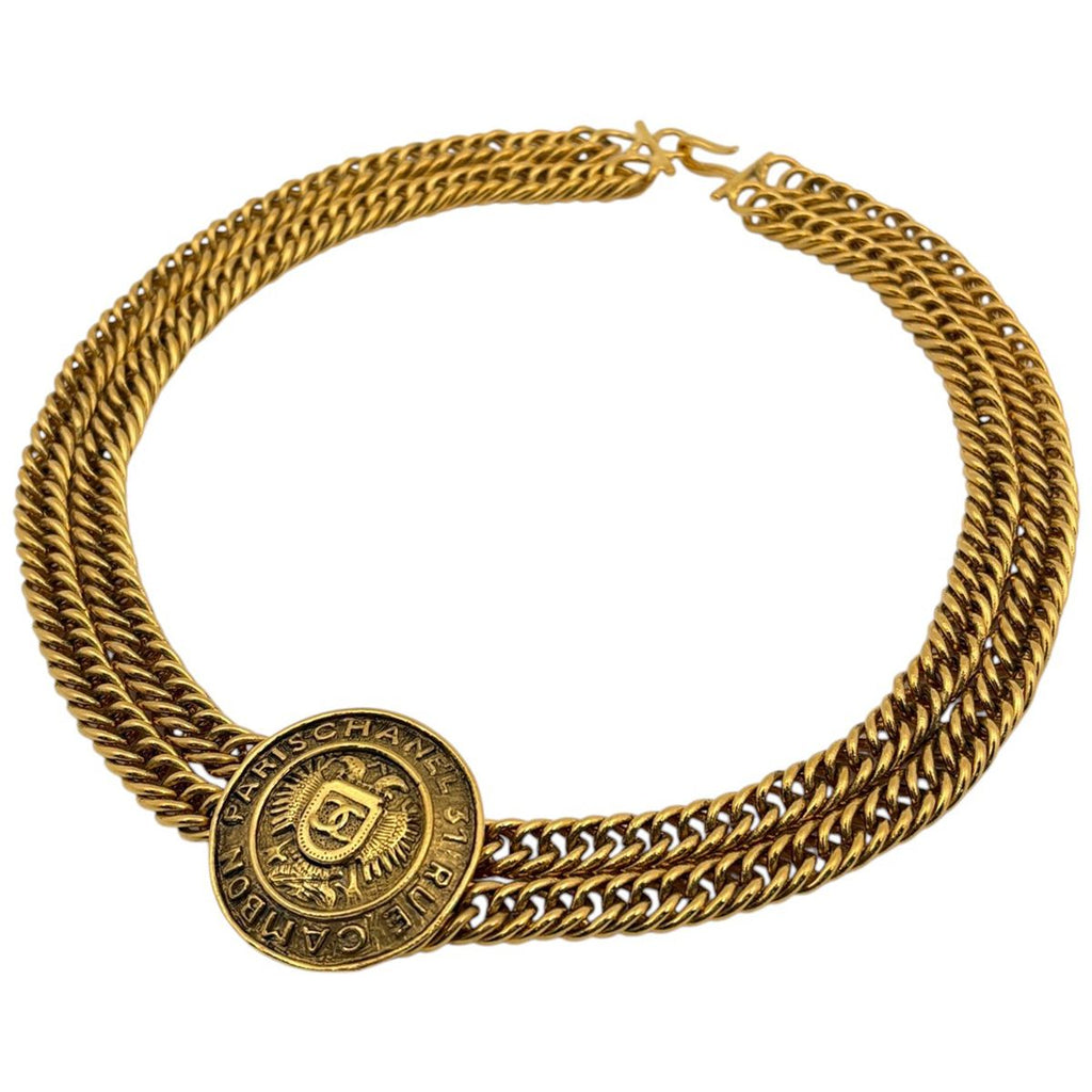Chanel Necklace CC Logo Gold Plated