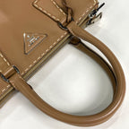 Prada Galleria Handbag 2-Way Stitch Leather Brown — view 6