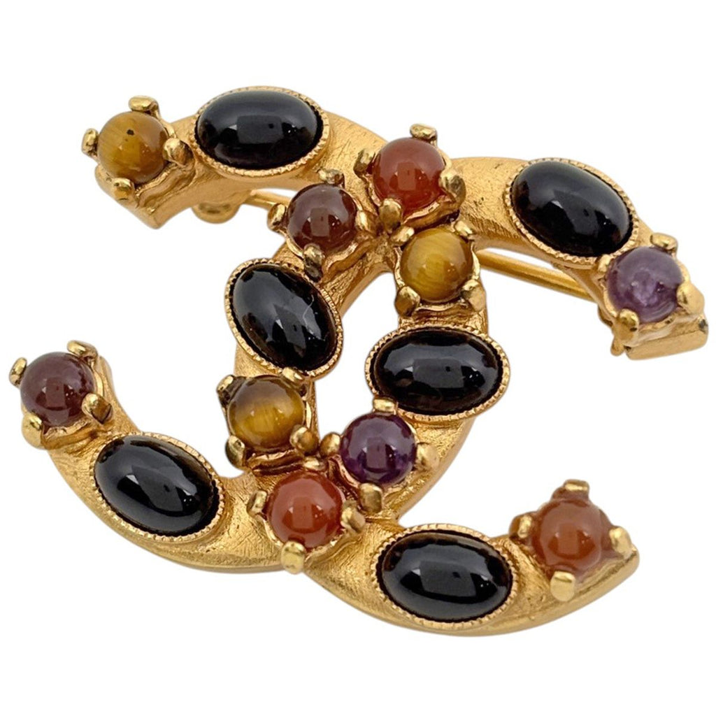 Chanel Brooch CC Logo Color Gold