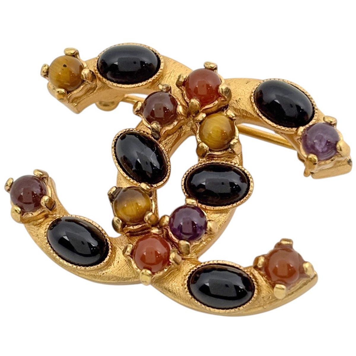 Chanel Brooch CC Logo Color Gold