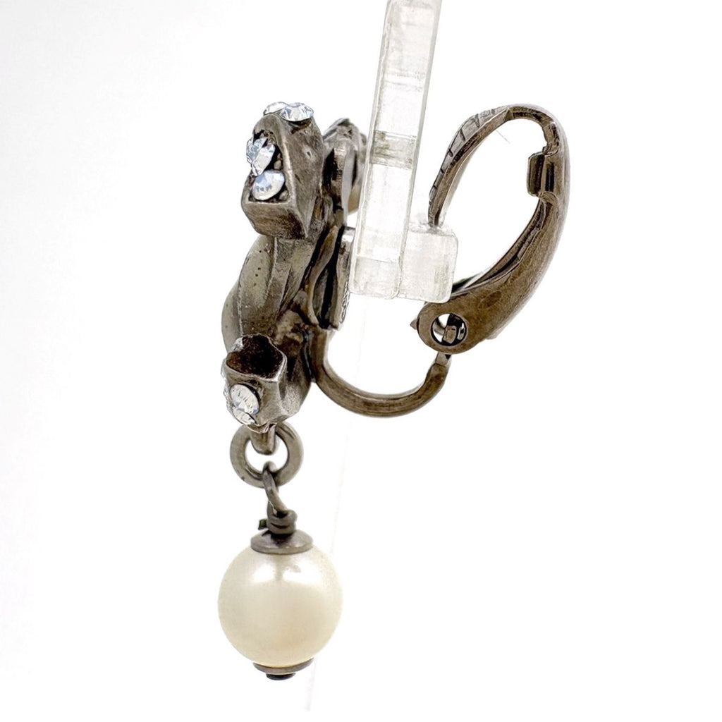 Chanel Earrings CC Logo Metal Rhinestone Fakepearl — view 2