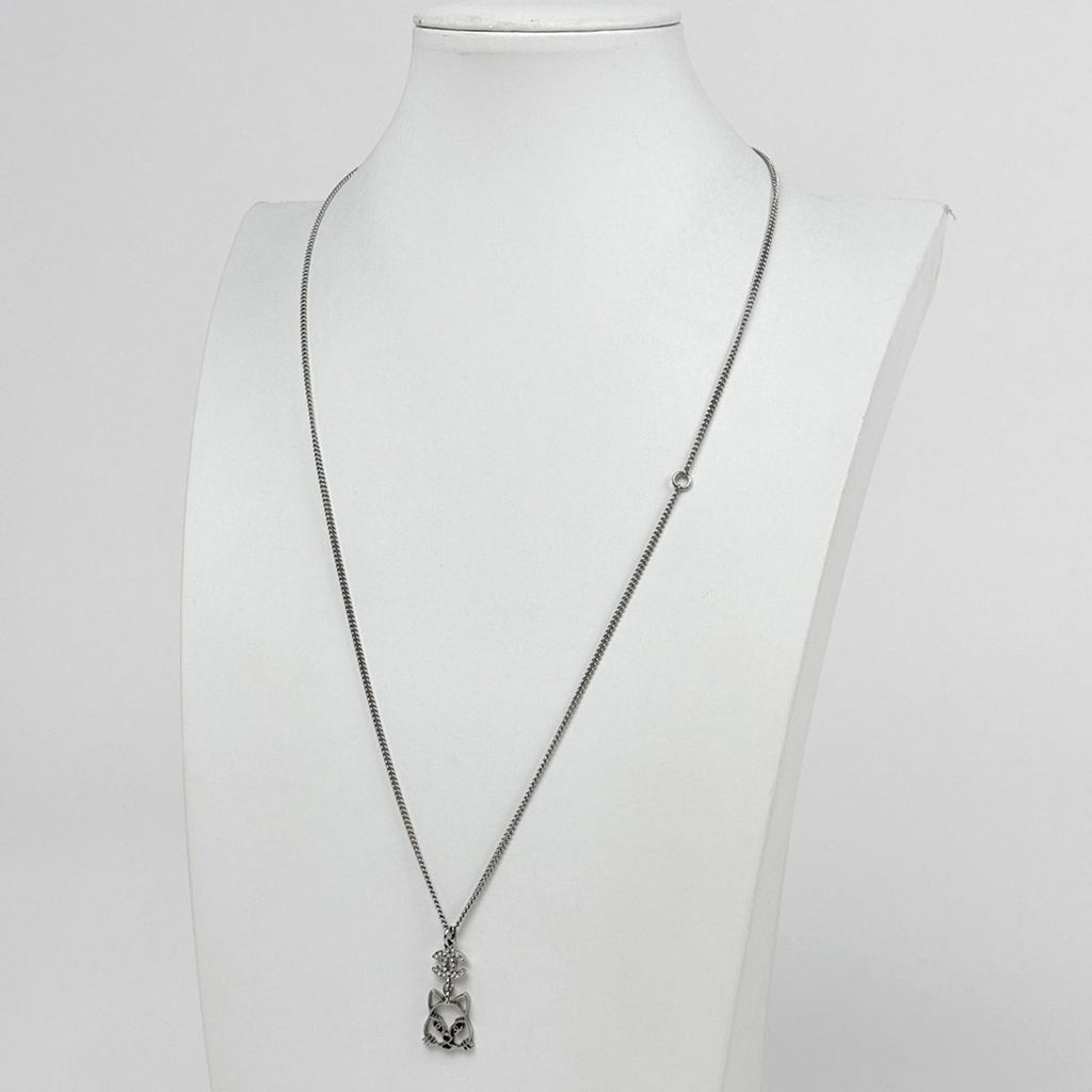Chanel Necklace CC Logo Long Silver Plating Rhinestone — view 5
