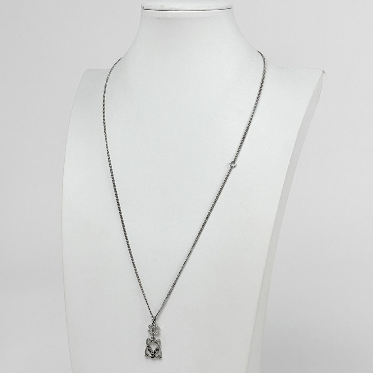 Chanel Necklace CC Logo Long Silver Plating Rhinestone — view 5