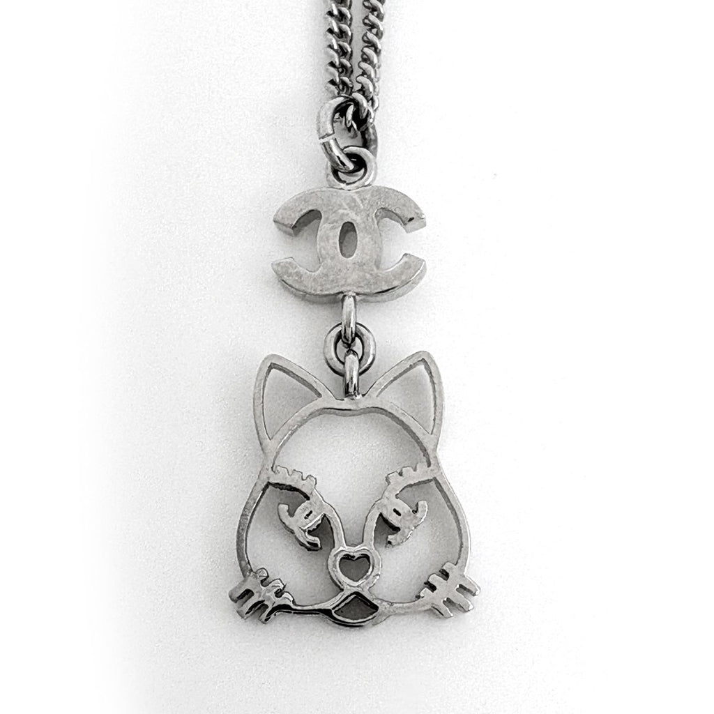 Chanel Necklace CC Logo Long Silver Plating Rhinestone — view 2