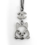 Chanel Necklace CC Logo Long Silver Plating Rhinestone — view 2