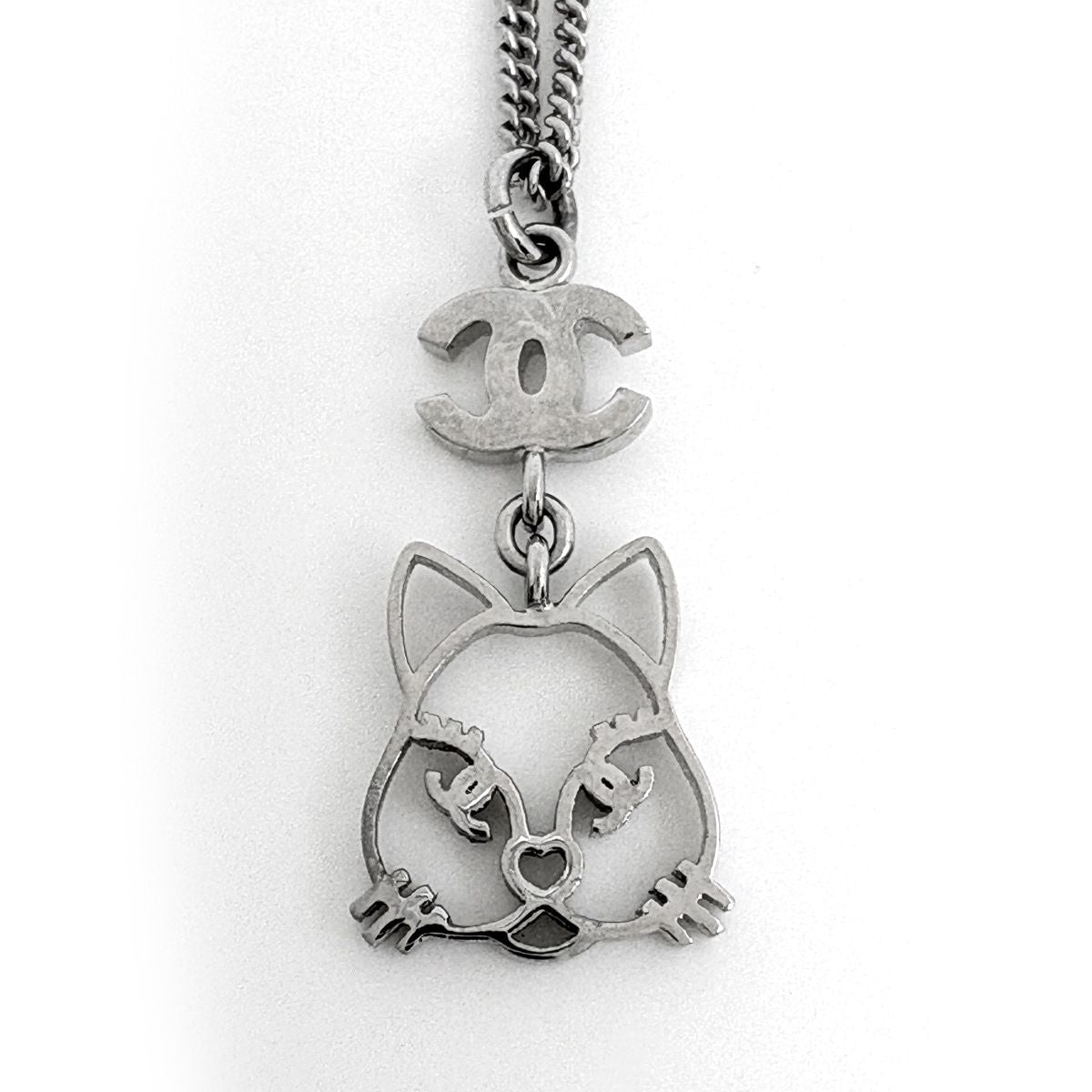 Chanel Necklace CC Logo Long Silver Plating Rhinestone — view 2