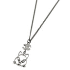 Chanel Necklace CC Logo Long Silver Plating Rhinestone