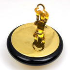 Chanel Earrings CC Logo Round Gold Plated Black — view 3