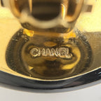 Chanel Earrings CC Logo Round Gold Plated Black — view 5