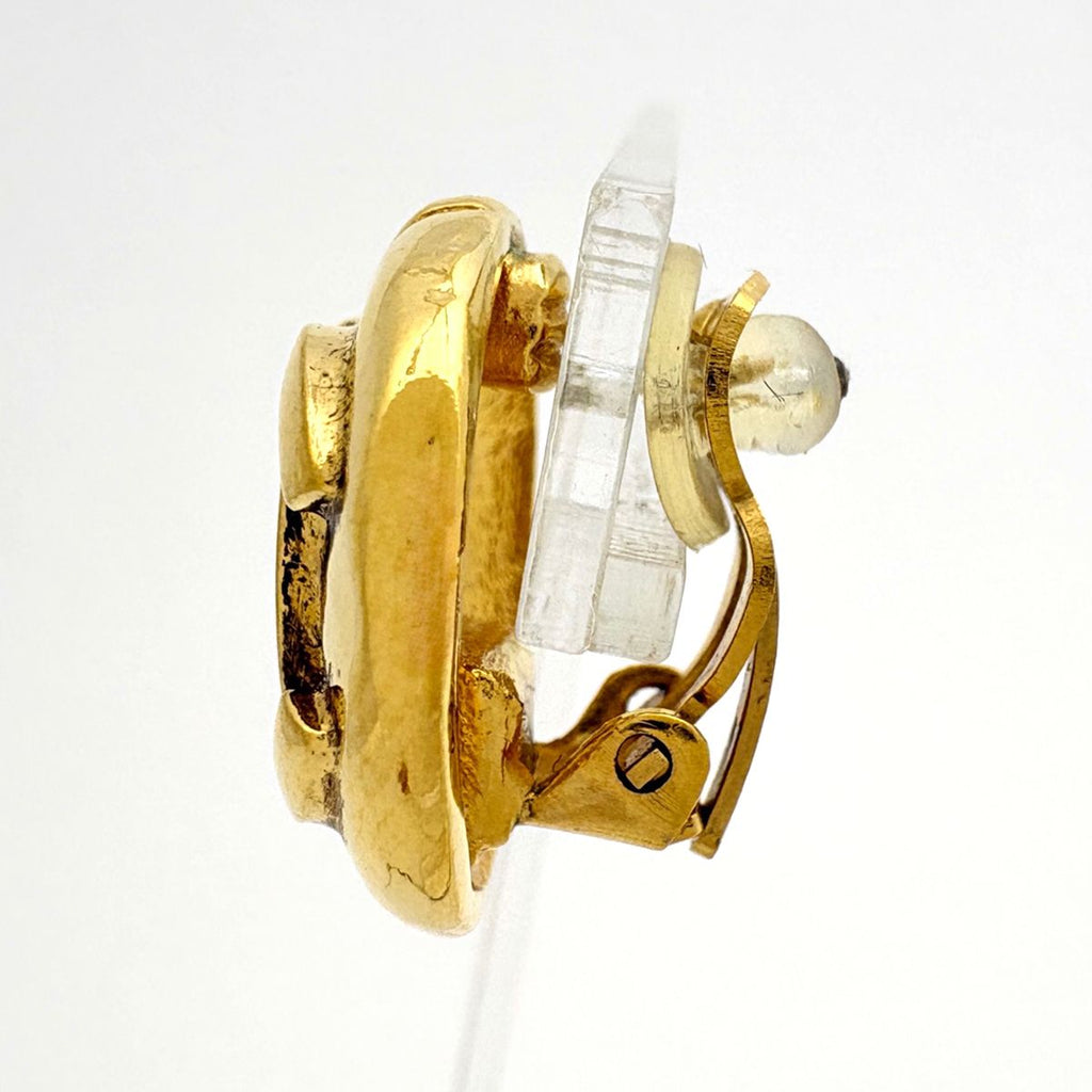 Chanel Earrings CC Logo Round Gold Plated — view 2