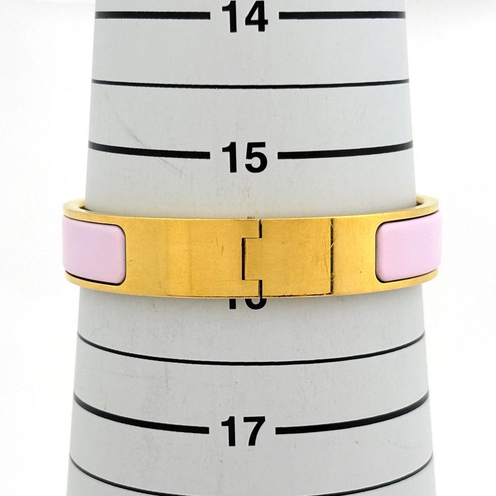 Hermes Click Bangle Enamel Bracelet Clic Clac Metal Silver Pink — view 4