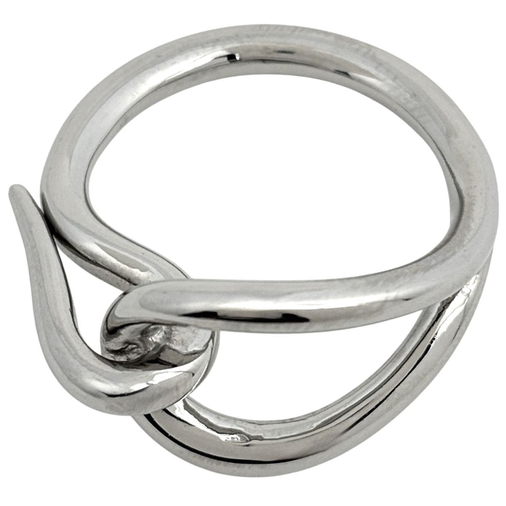Hermes Scarf Ring Jumbo Clasp Metal Silver