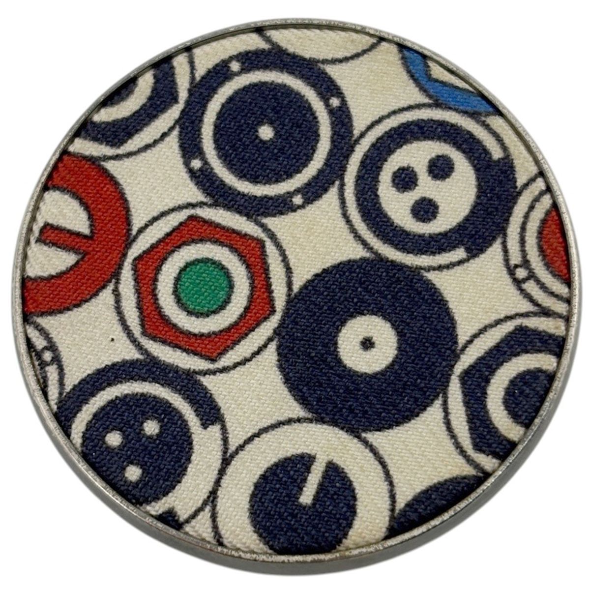 Hermes Brooch MM Metal Silk White Multicolor