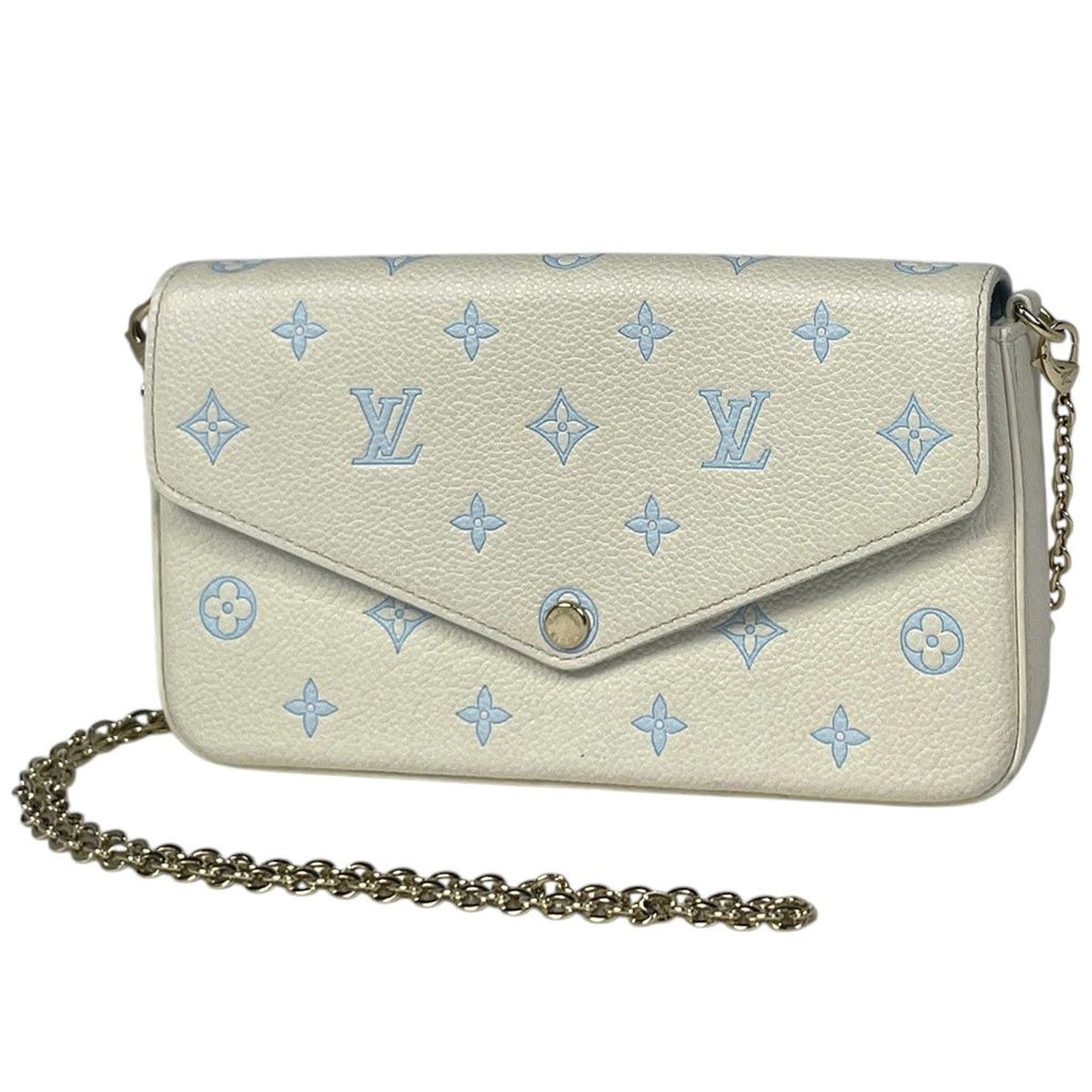 Louis Vuitton Pochette Chain Wallet Monogram Empreinte keywhite Blue Shoulder