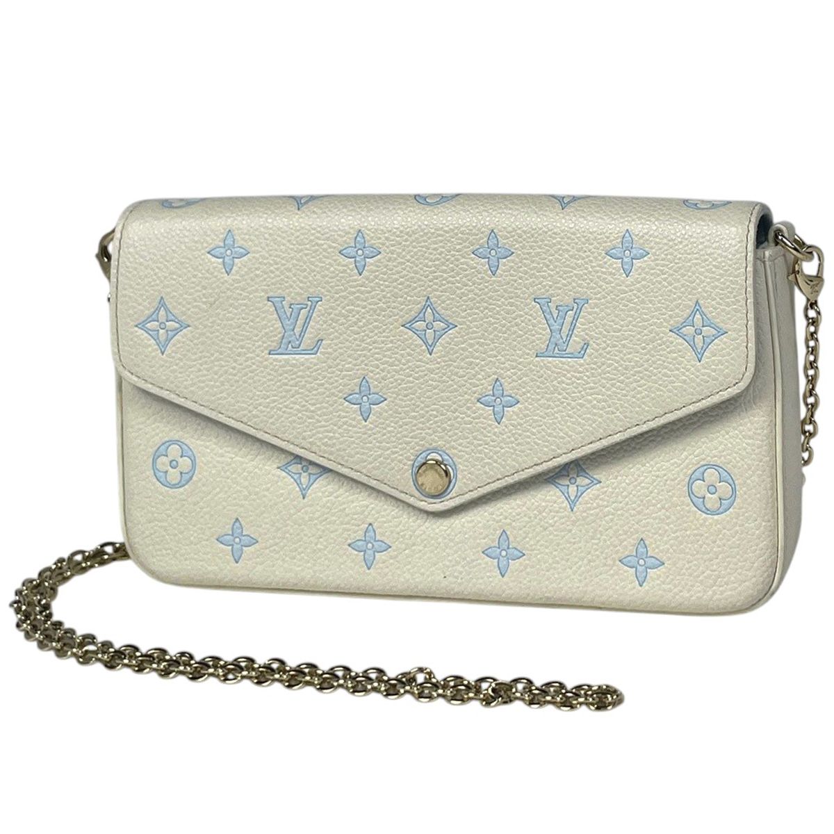 Louis Vuitton Pochette Chain Wallet Monogram Empreinte keywhite Blue Shoulder