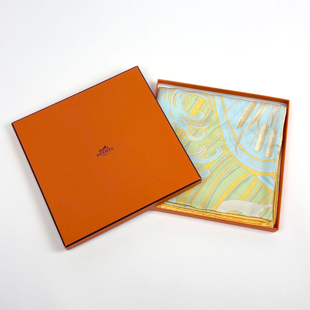Hermes Carre 90 a Contre Courant Scarf Silk Yellow Multicolor — view 6