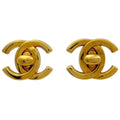 Chanel Earrings CC Logo Turnlock Gold Plated