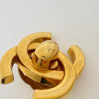 Chanel Earrings CC Logo Turnlock Gold Plated — view 4