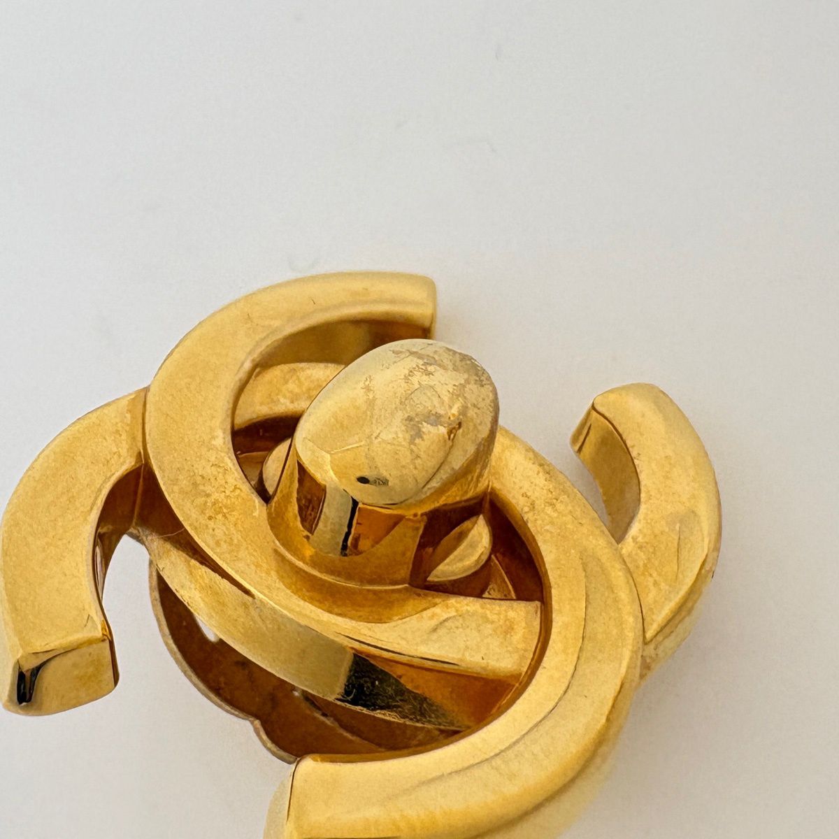 Chanel Earrings CC Logo Turnlock Gold Plated — view 4