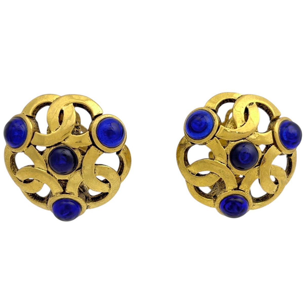 Chanel Earrings CC Logo Gripoix Color Gold