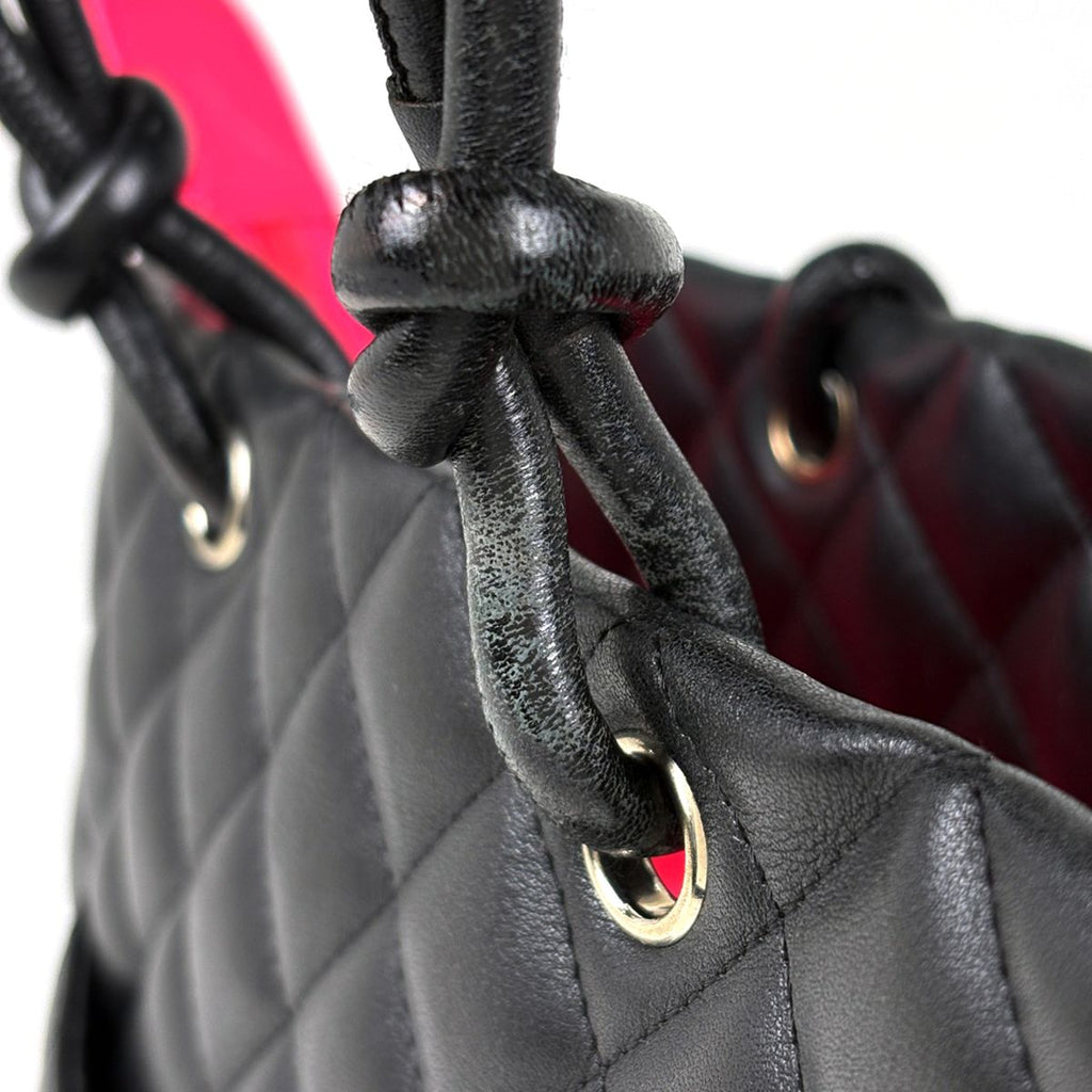 Chanel Cambon Line Tote CC Logo Handbag Leather Black — view 5