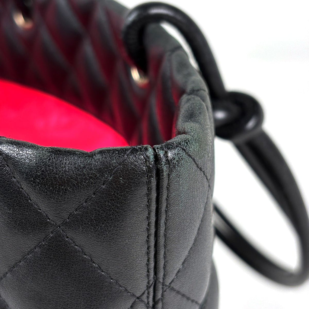 Chanel Cambon Line Tote CC Logo Handbag Leather Black — view 4