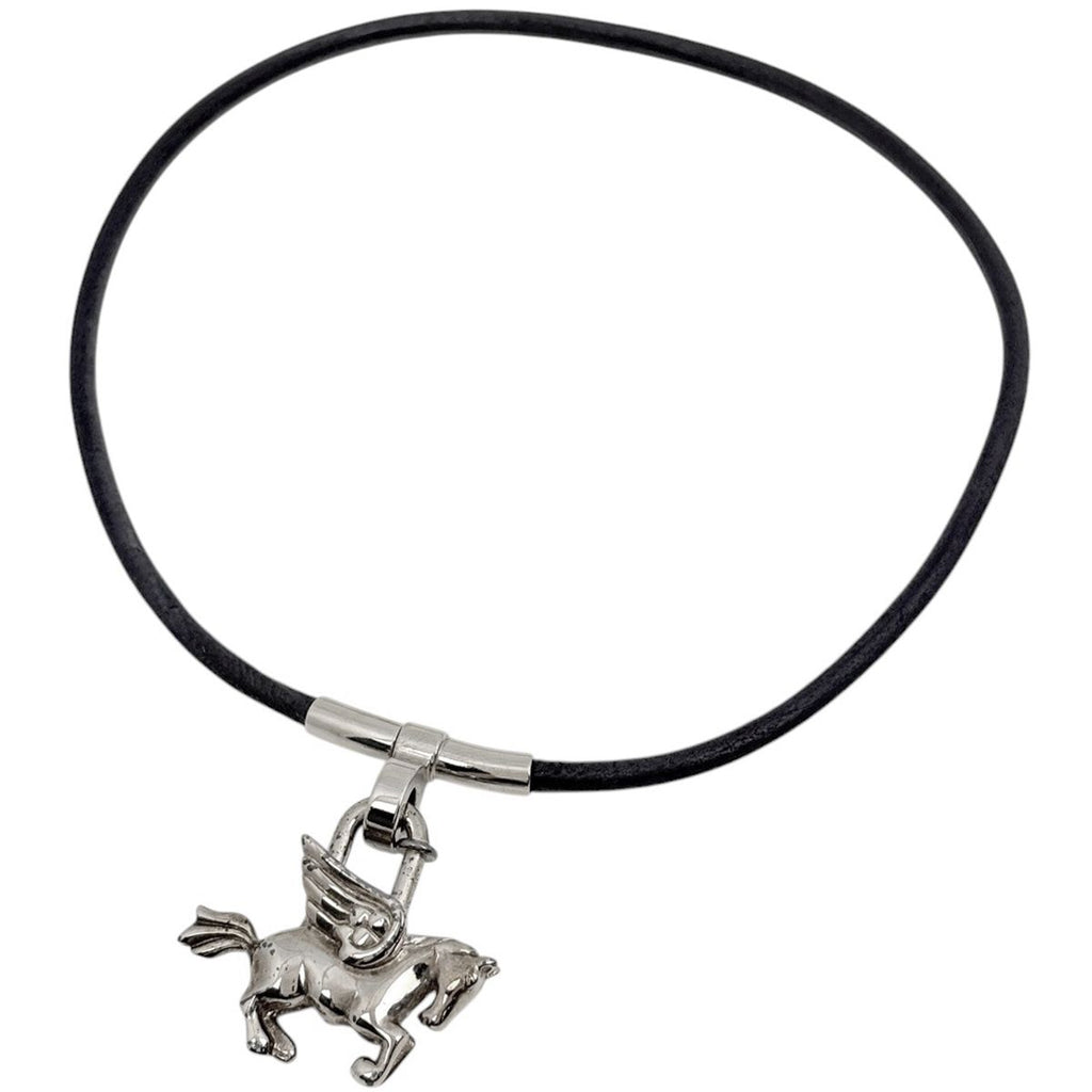 Hermes Necklace Cadena Choker Metal Silver