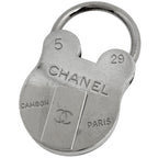 Chanel Charm CC Logo Padlock Metal Silver Keychain