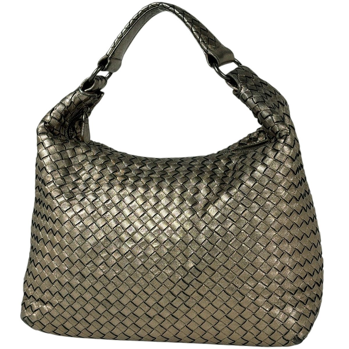 Bottega Veneta Shoulder Bag Intrecciato Leather Gold