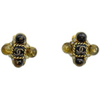 Chanel Earrings CC Logo Gripoix Color Brown