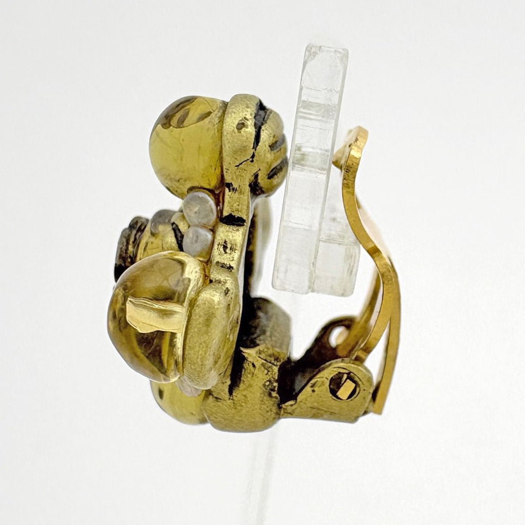 Chanel Earrings CC Logo Gripoix Color Brown — view 2