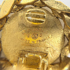 Chanel Earrings CC Logo Rhinestone Gold — view 5