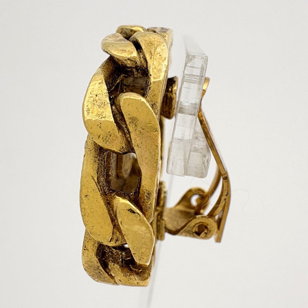 Chanel Earrings CC Logo Rhinestone Gold — view 2