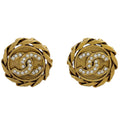 Chanel Earrings CC Logo Rhinestone Gold