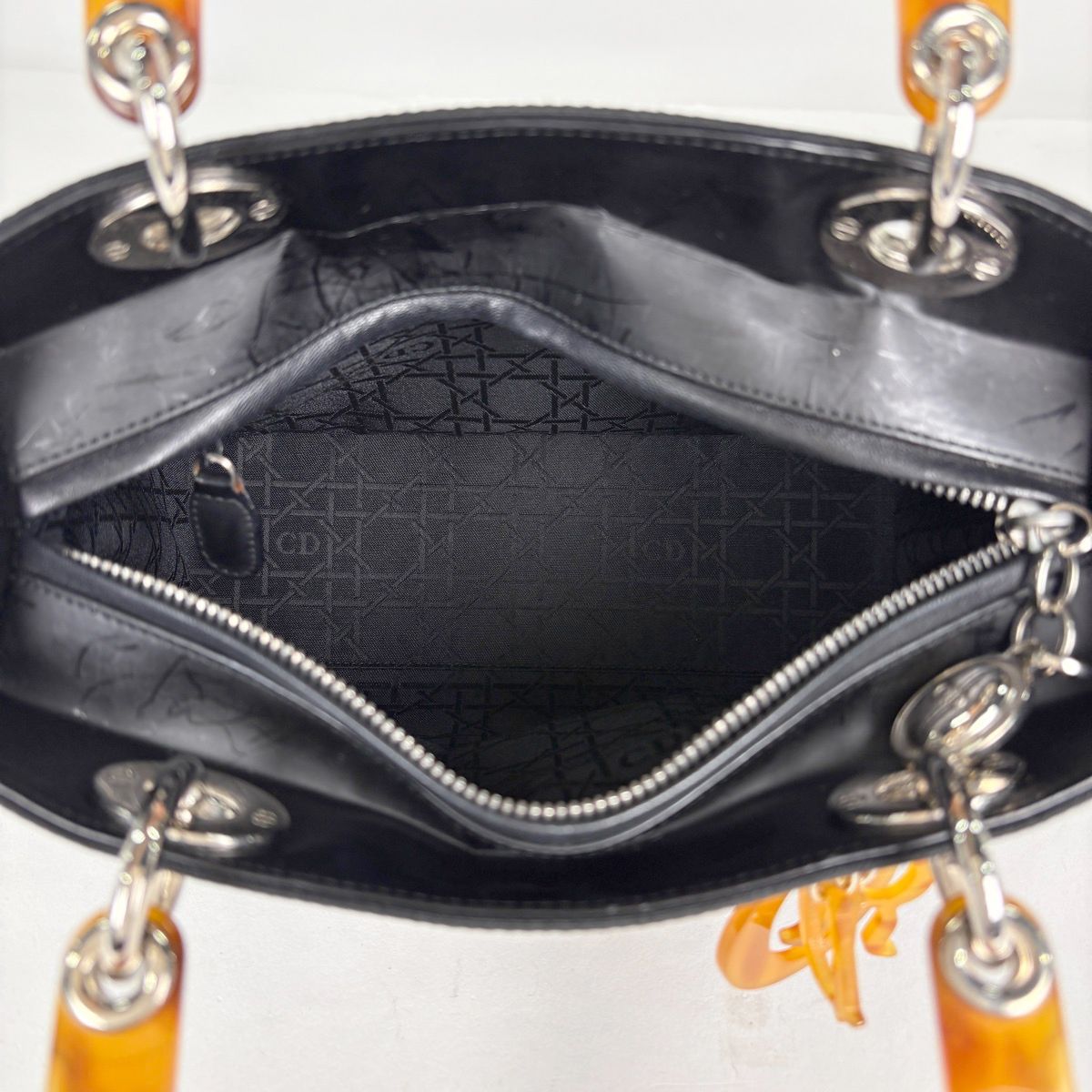 Dior Handbag Lady Cannage 2-Way Canvas Black — view 8