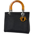 Dior Handbag Lady Cannage 2-Way Canvas Black