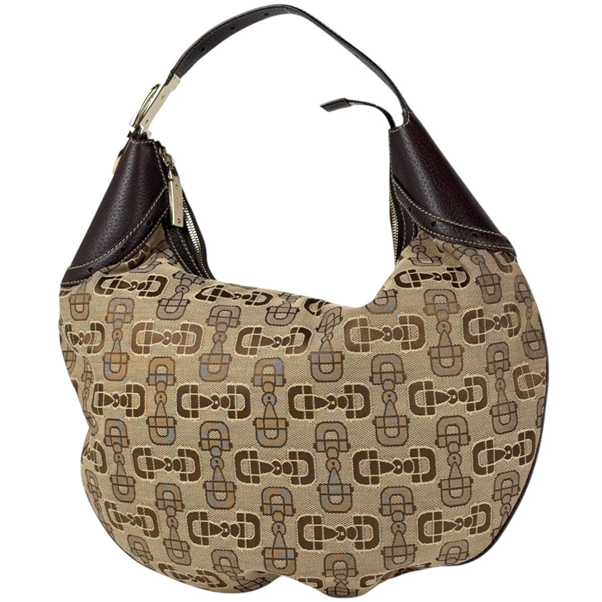 Gucci Handbag Horsebit Canvas Brown