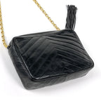 Chanel Shoulder Bag CC Logo Tassel Leather Black — view 2
