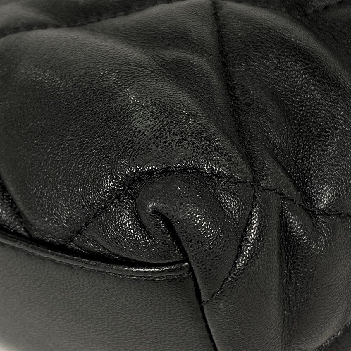 Chanel Tote CC Logo Quilted 2-Way Drawstring Leather Black — view 3