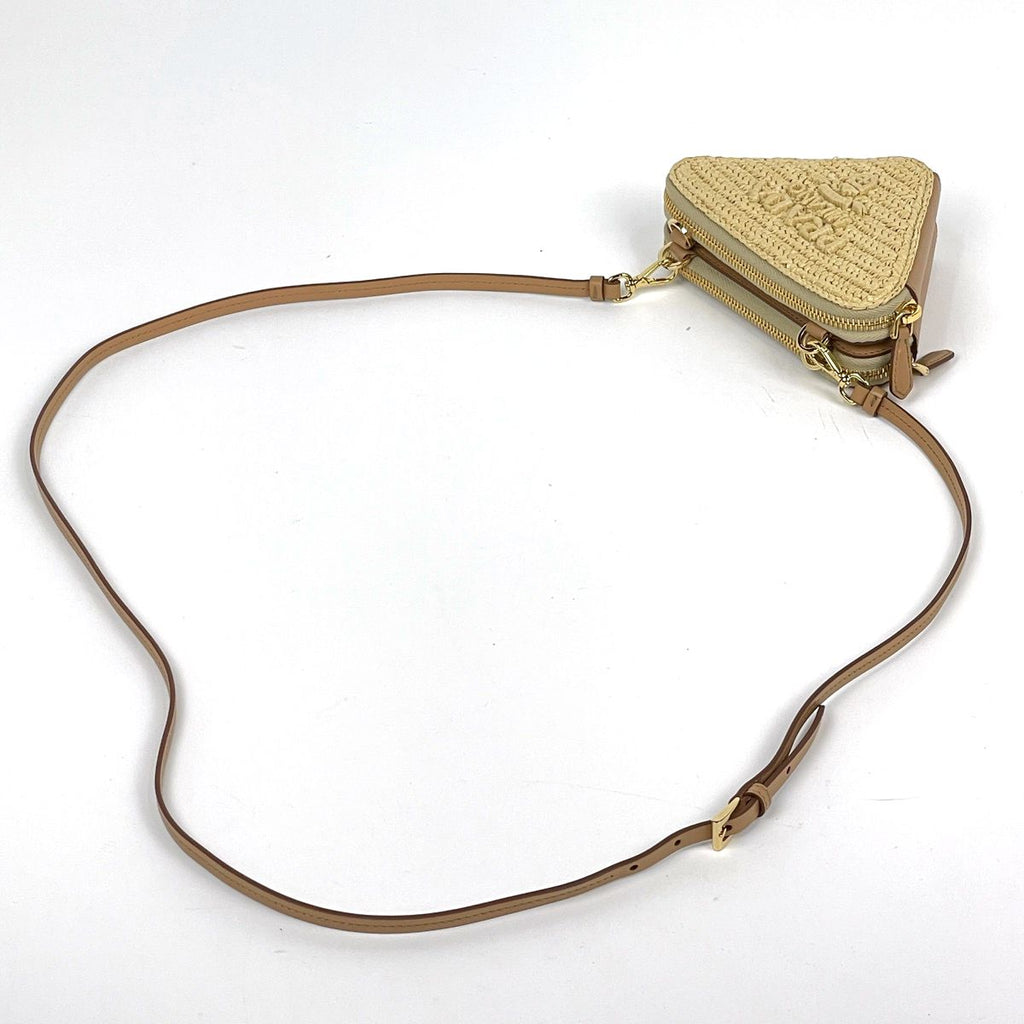 Prada Crochet Triangle 3 Way Raphael Natural Brown 1 Handbag — view 5