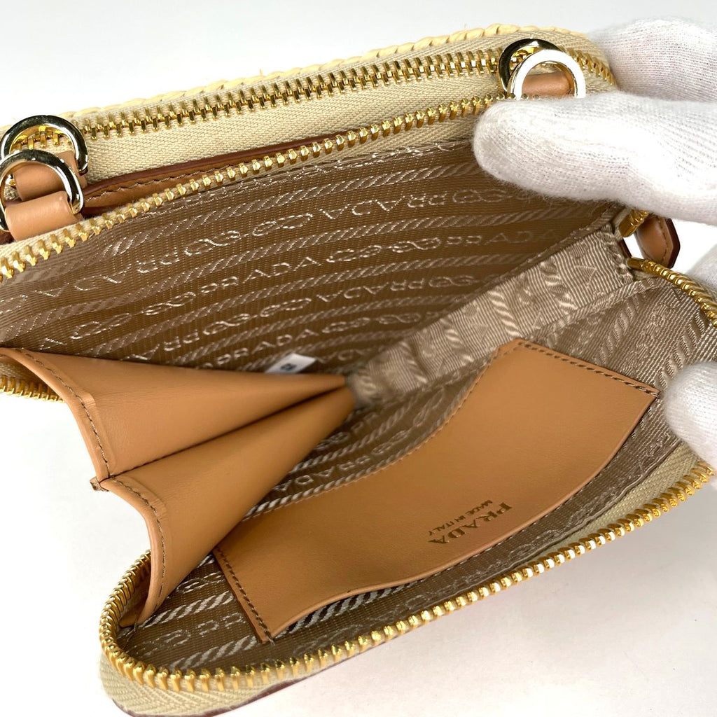 Prada Crochet Triangle 3 Way Raphael Natural Brown 1 Handbag — view 8