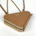 Prada Crochet Triangle 3 Way Raphael Natural Brown 1 Handbag — view 2