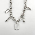 Gucci Necklace 5 Charm Plate Bamboo Silver Plated — view 2