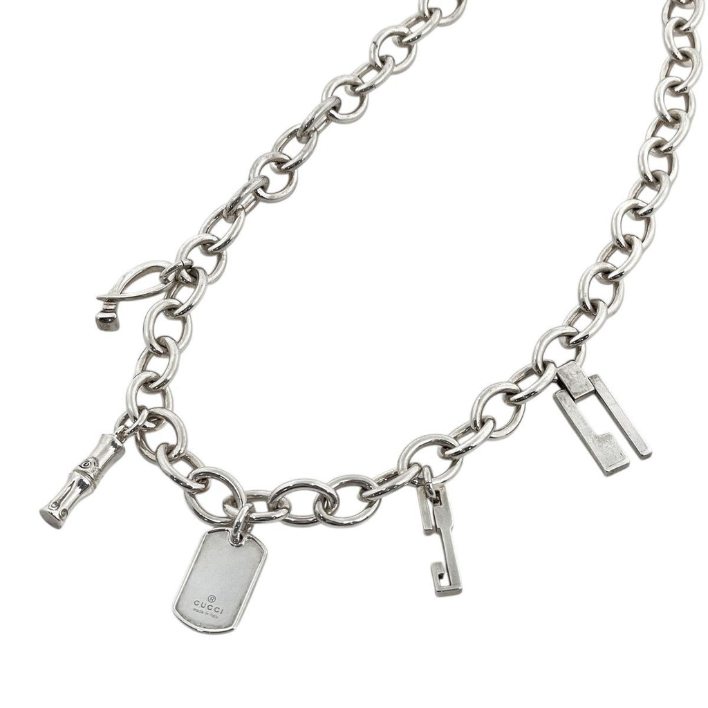 Gucci Necklace 5 Charm Plate Bamboo Silver Plated