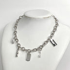 Gucci Necklace 5 Charm Plate Bamboo Silver Plated — view 4