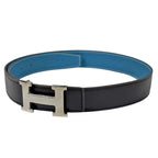Hermes Belt Constance Reversible Box Calf Taurillon Clemence Black Blue Jeans