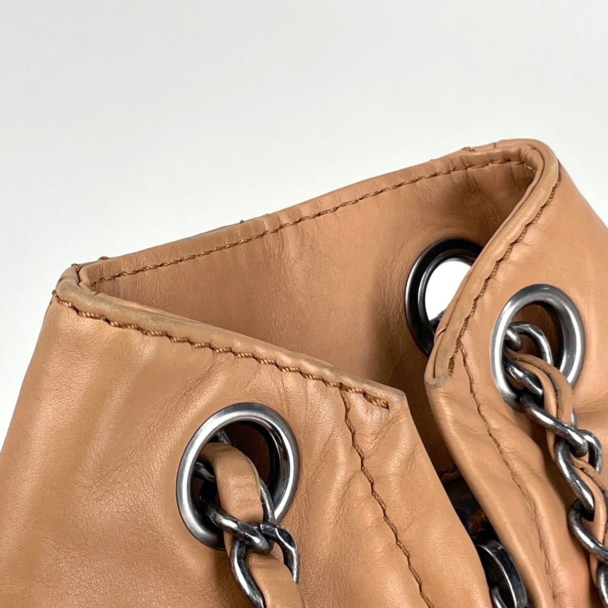 Chanel Backpack CC Logo Quilted Wild Stitch Leather Beige — view 7