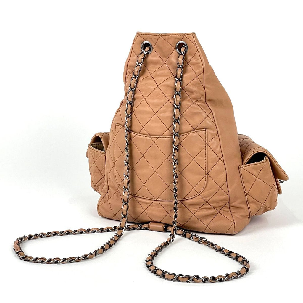Chanel Backpack CC Logo Quilted Wild Stitch Leather Beige — view 2