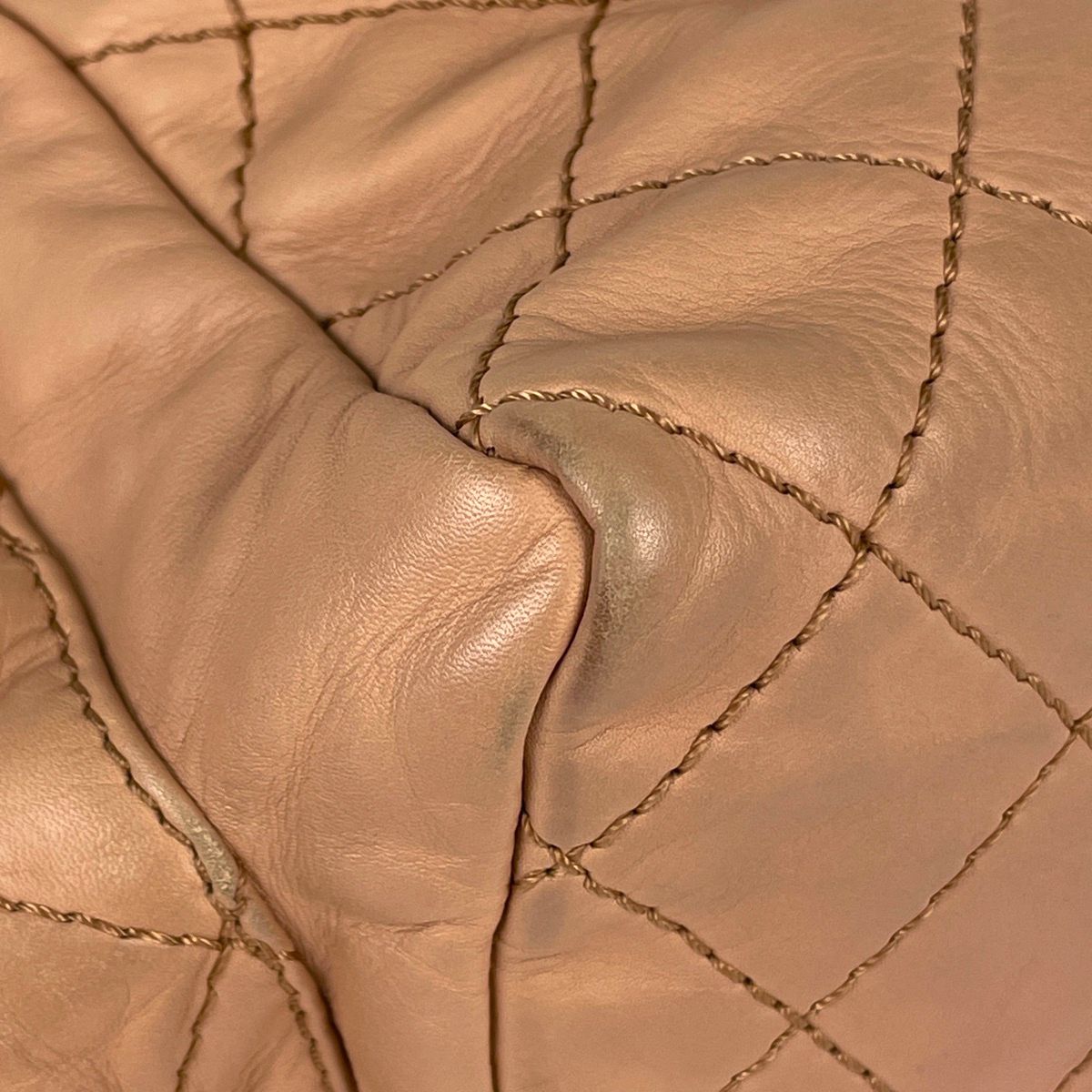 Chanel Backpack CC Logo Quilted Wild Stitch Leather Beige — view 4